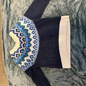 Old Navy Blue and Cream Geometric Sweater